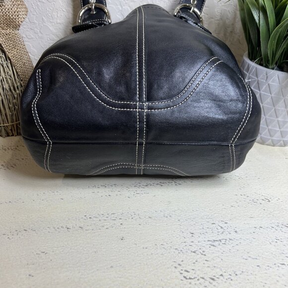 Vintage Coach Black Leather Soho Handbag Shoulder Purse M05D-9544 - Picture 3 of 12